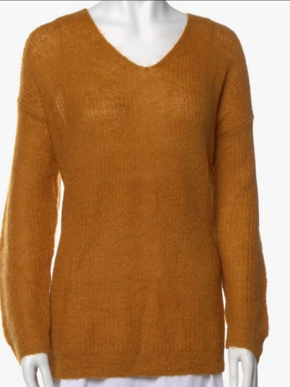 $450 Jenni Kayne mohair mustard vneck sweater small 4 6